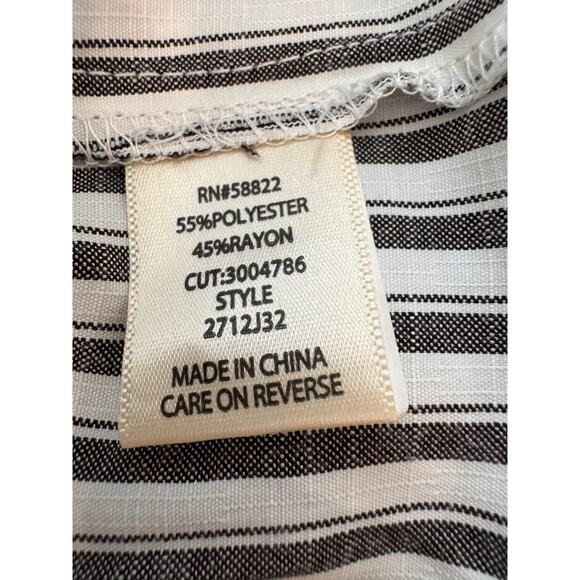 NEW MAX STUDIO White Black Striped Yarn-Dye Button Front Shirt Size XS - Picture 7 of 7